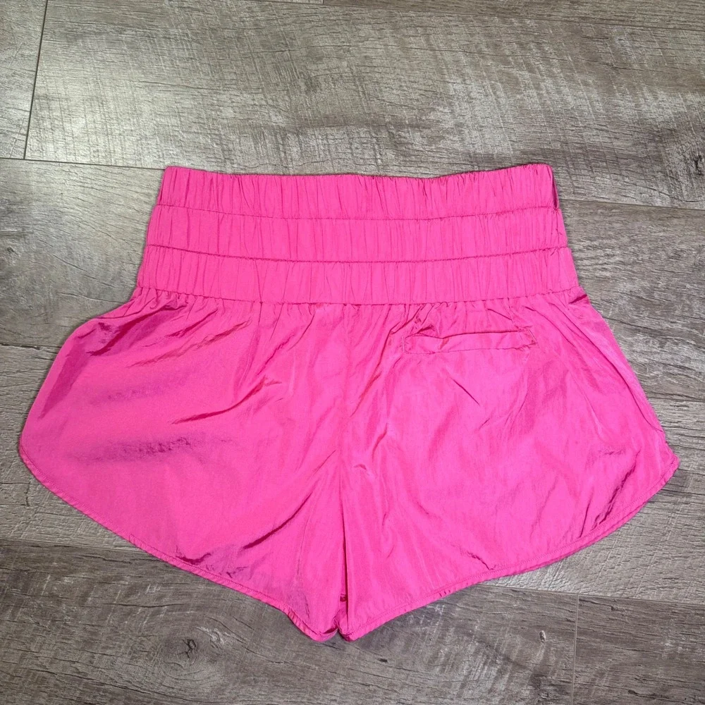 Shein Hot Pink Smocked High Waist Running Shorts XS - Picture 3 of 7